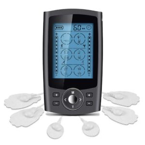 Bionex Dual Channel Tens &Amp; Ems Unit With 24 Modes For Pain Relief And Muscle Stimulation, Electronic Pulse Massager With 6 Electrodes.