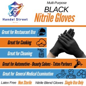 Black Nitrile Gloves Powder Free Disposable (Large)
