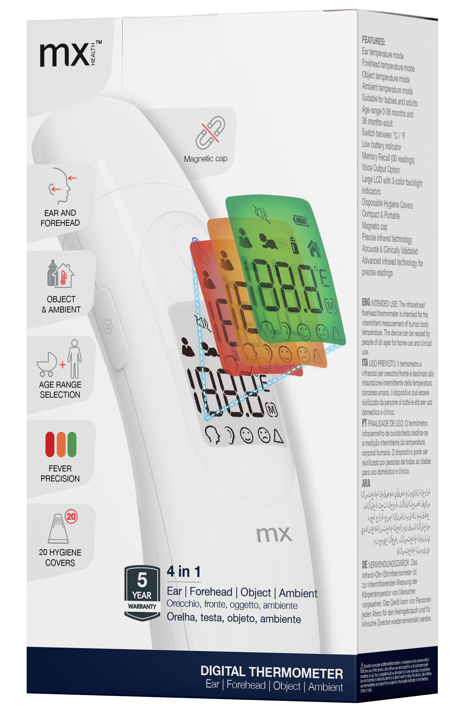 Mx 4 In 1 Ear, Forehead, Room and Surface Thermometer