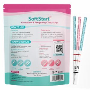 SoftStart - 60 Ovulation Strips & 25 Pregnancy Test Strips combo kit